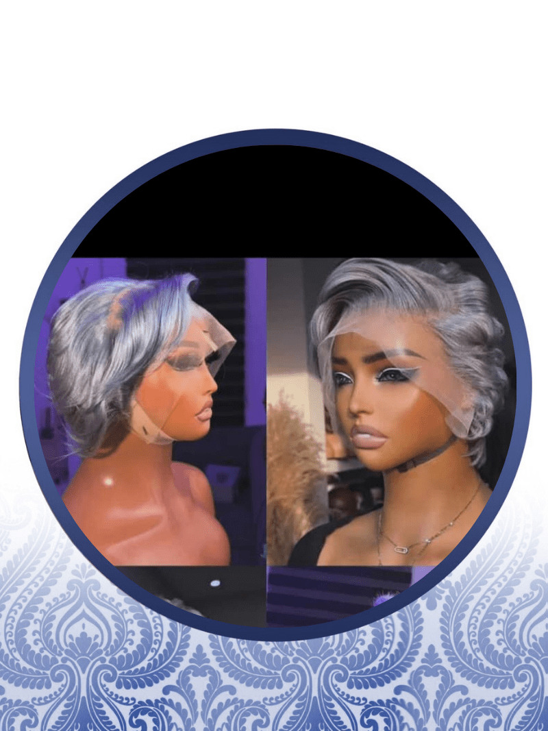 10" Silver Grey Pixie Cut