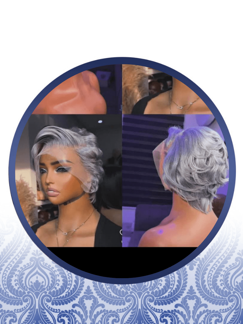 10" Silver Grey Pixie Cut - Image 2