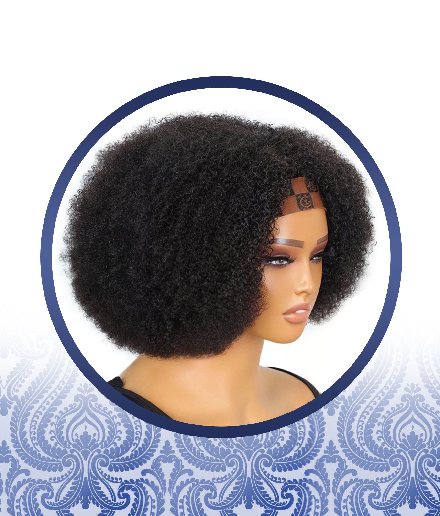12" Glueless Headband Malaysian Curl Wig