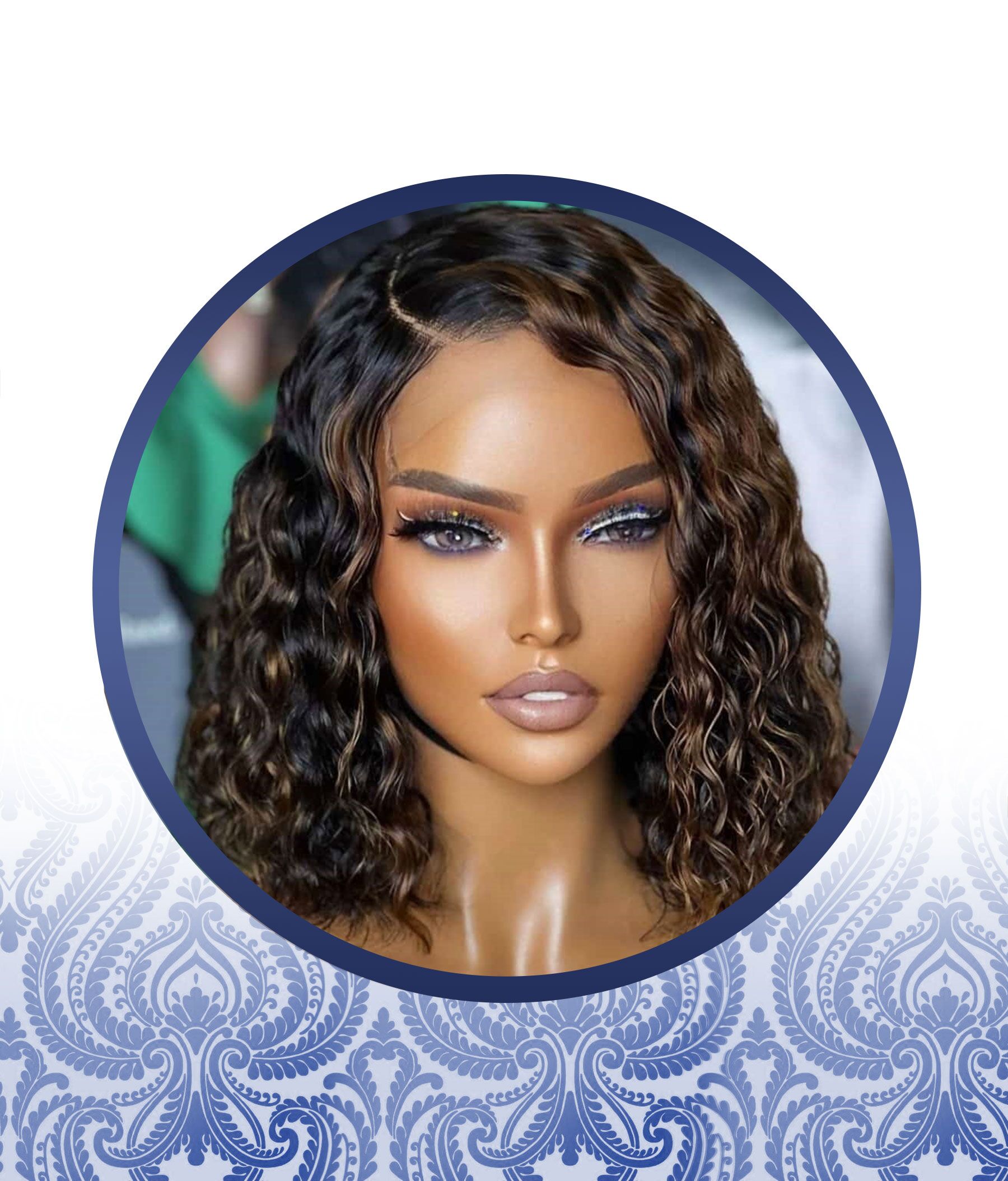 12" 4x4 Highlighted Deep Curl Wig