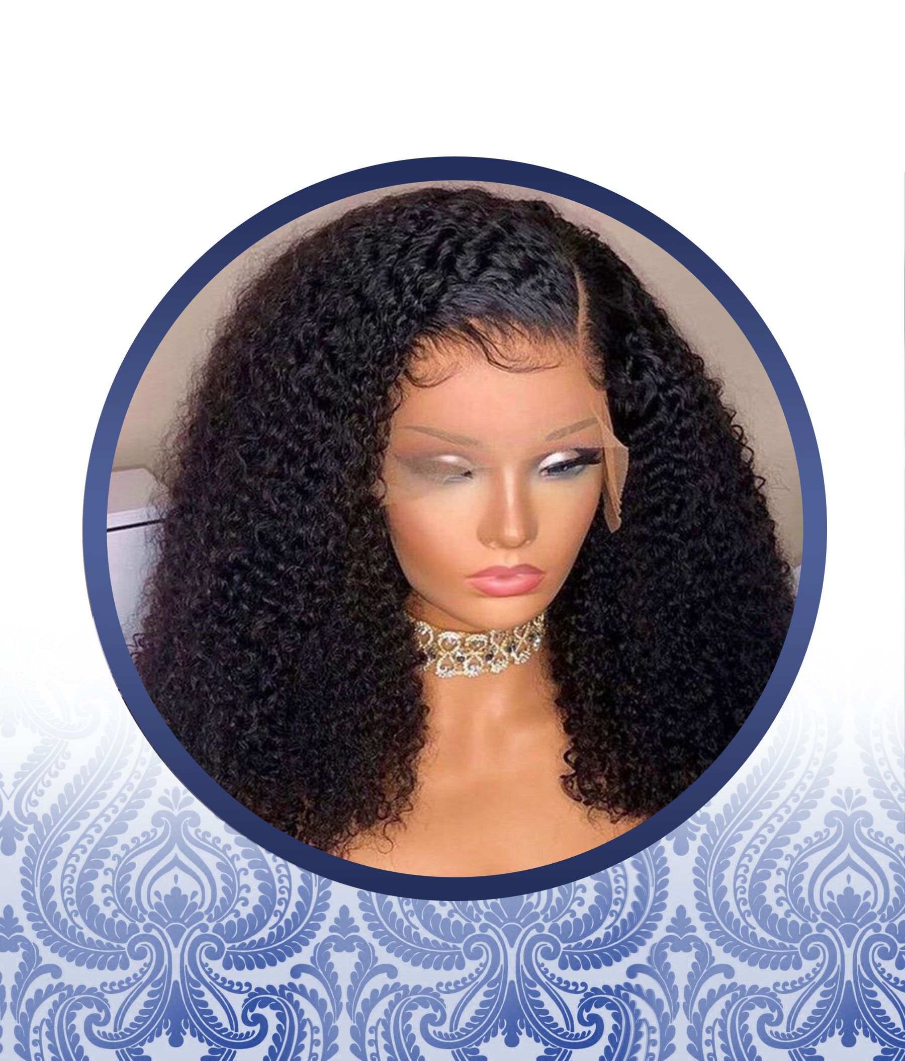 18”Glueless Full Bouncing Deep Curls Lace Frontal Wig