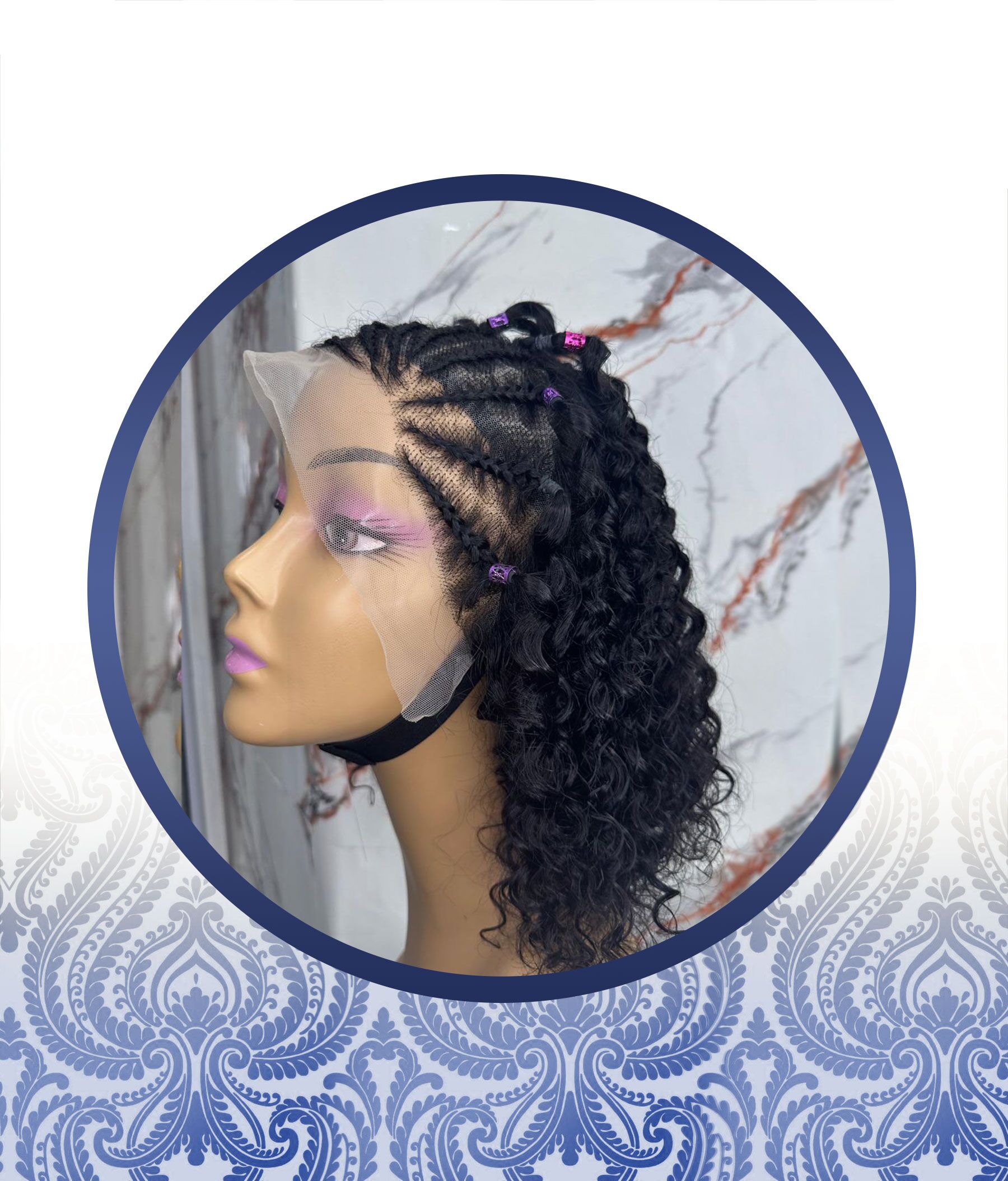 12" Braided Style Waterwave Frontal Wig