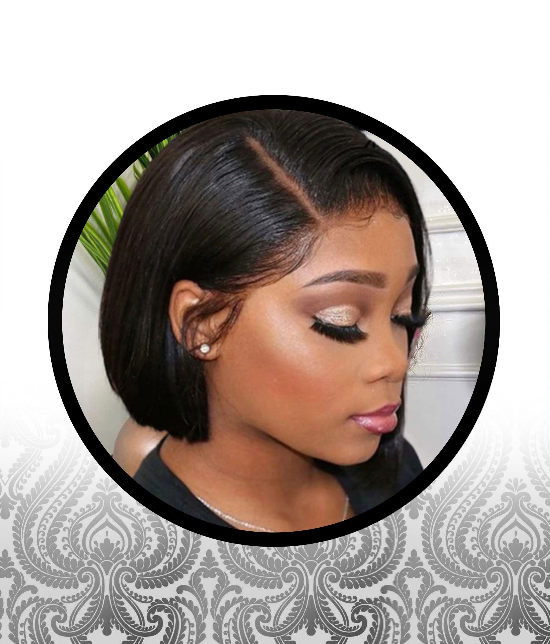 8″ Straight Human HairBlend Full Lace Frontal Wig
