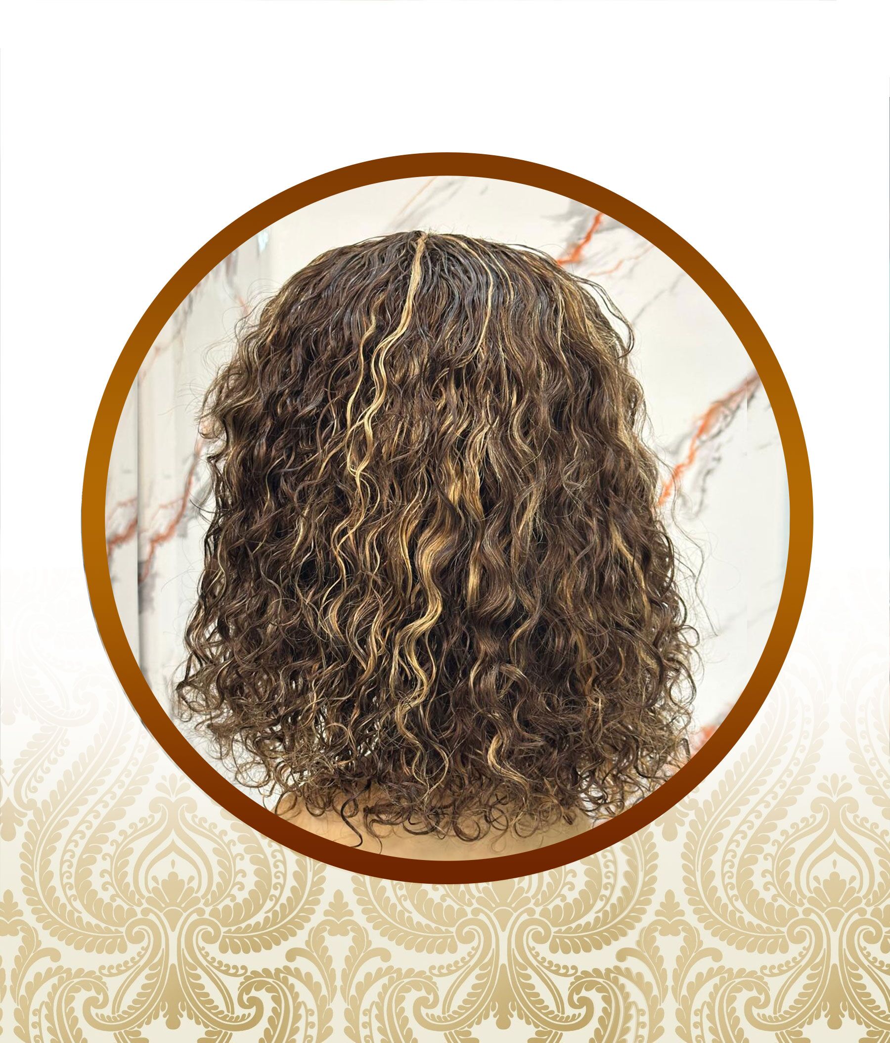 Double Drawn Light Brown Highlighted Glueless Fringe Unit - Image 2