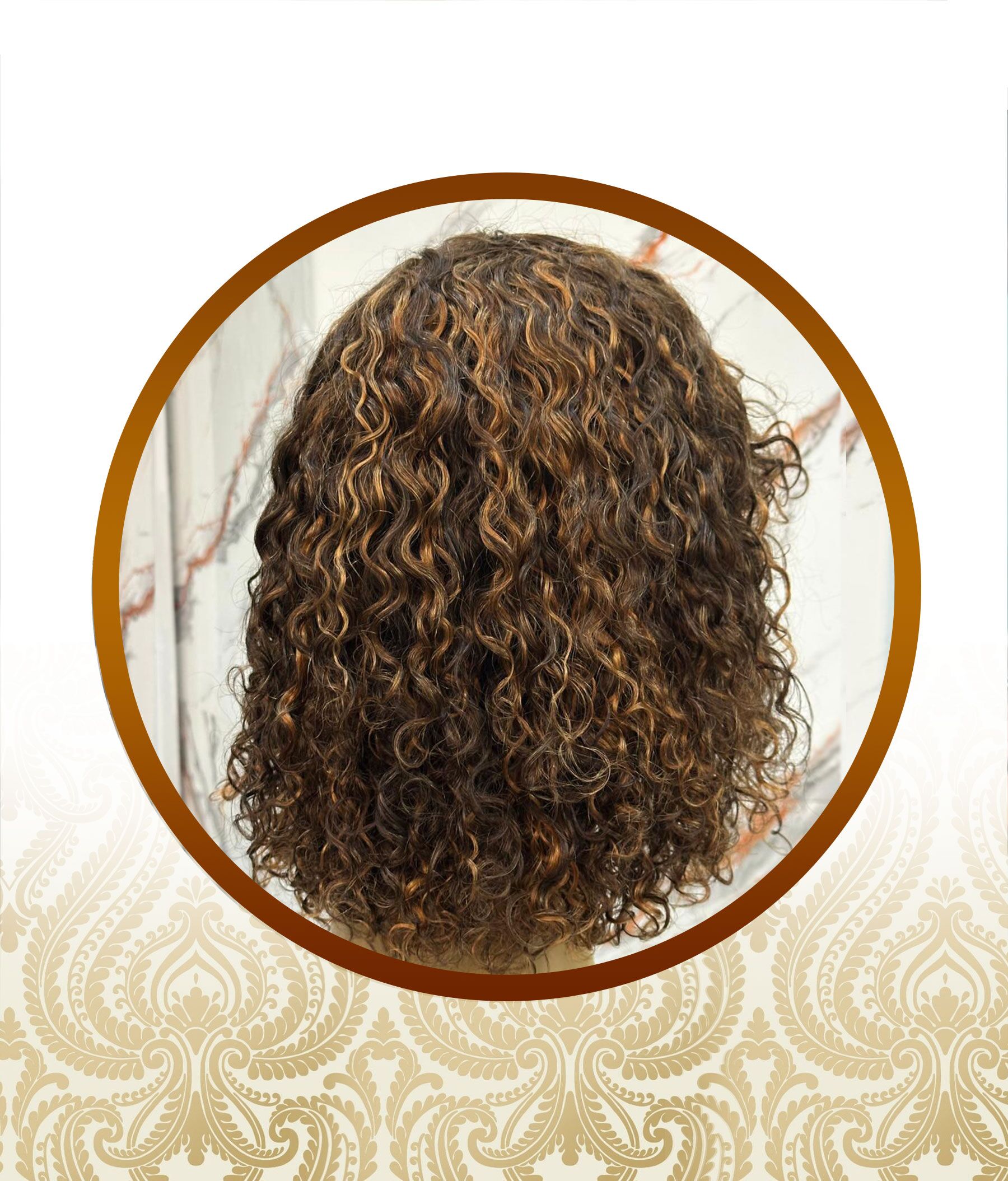 Double Drawn Mid Brown Highlighted Glueless Fringe Unit - Image 3