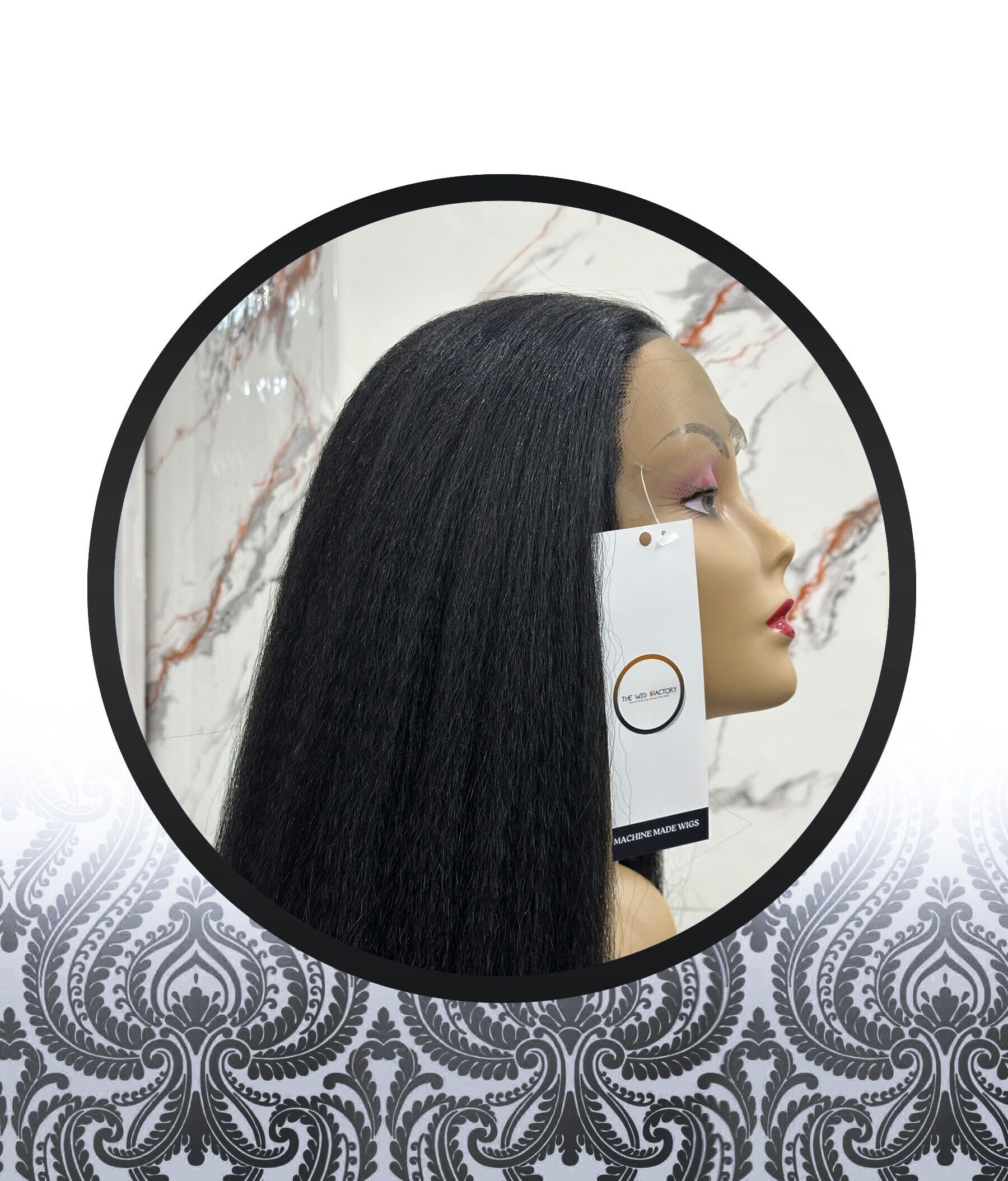 36″ Kinky Straight Human HairBlend Glueless Lace Frontal - Image 2