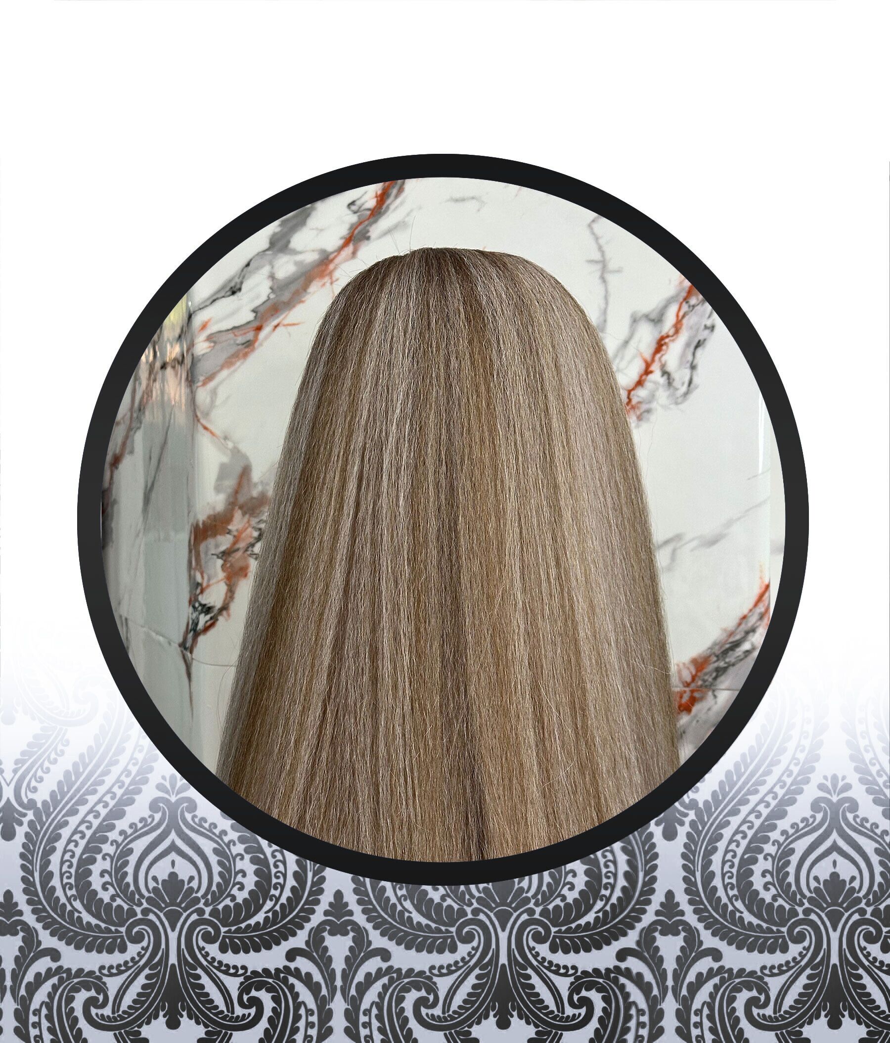 36″ Kinky Straight Ombre-Grey Human HairBlend Glueless Lace Frontal - Image 2