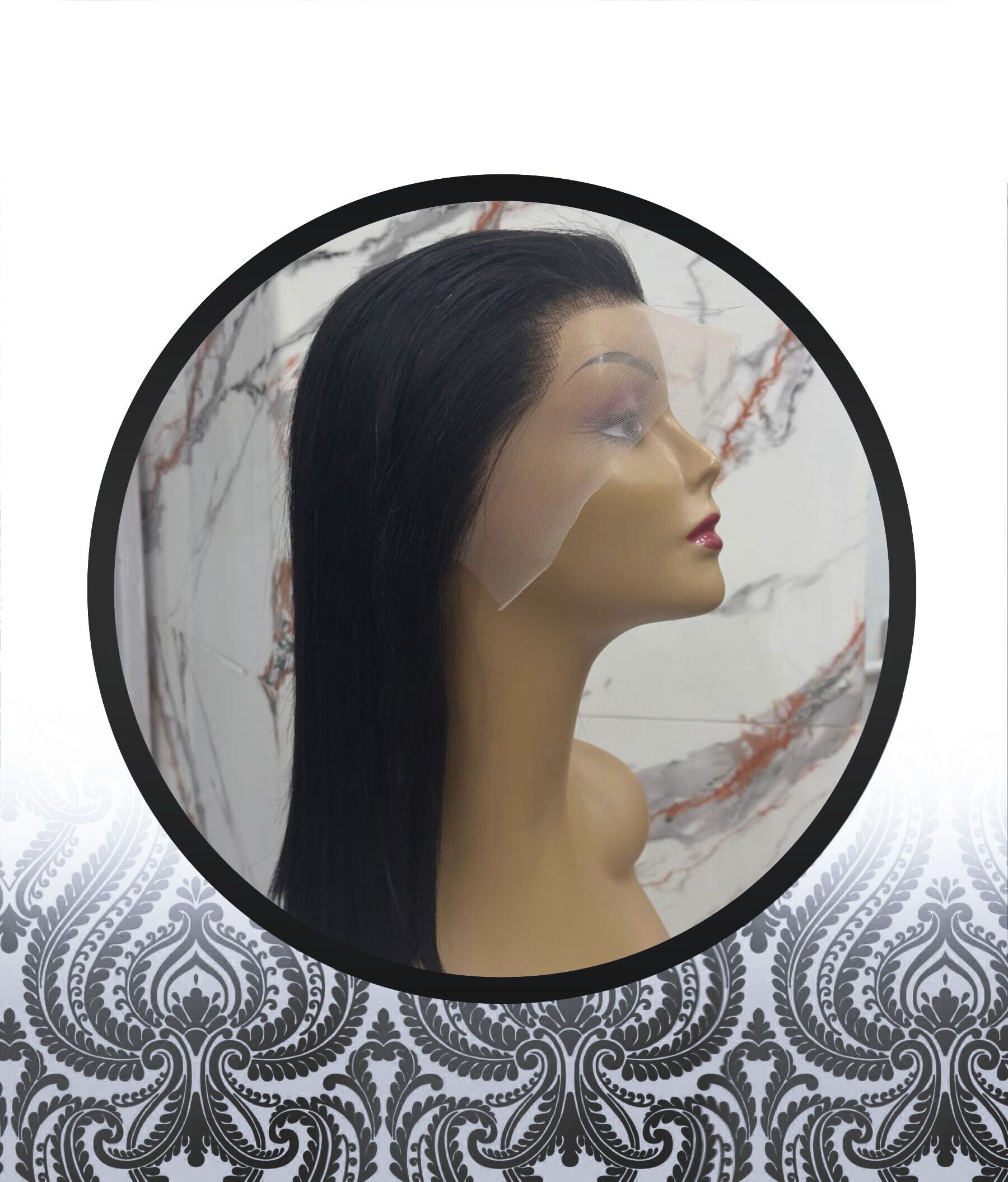14" Straight Human Hairblend Glueless Frontal Wig