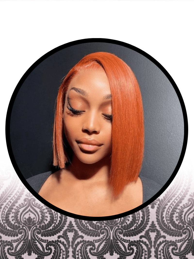 10" Straight Orange Lace Frontal Grade10 Wig - Image 3