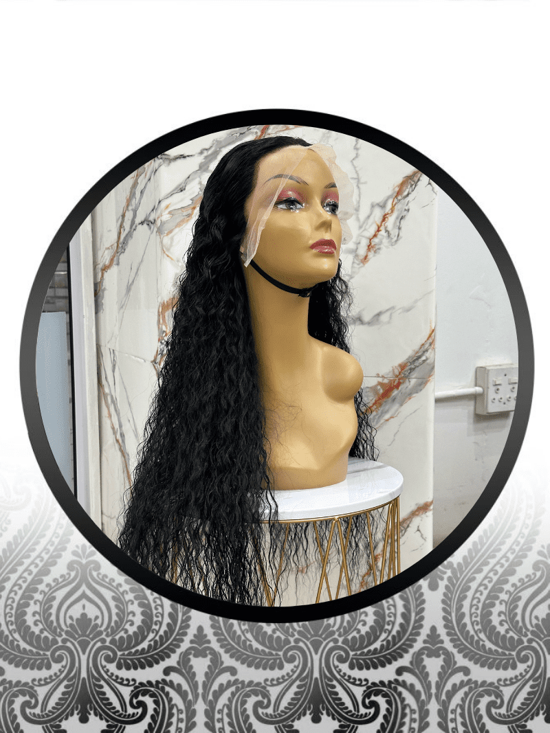 30″ Waterwave Human HairBlend Glueless Lace Frontal
